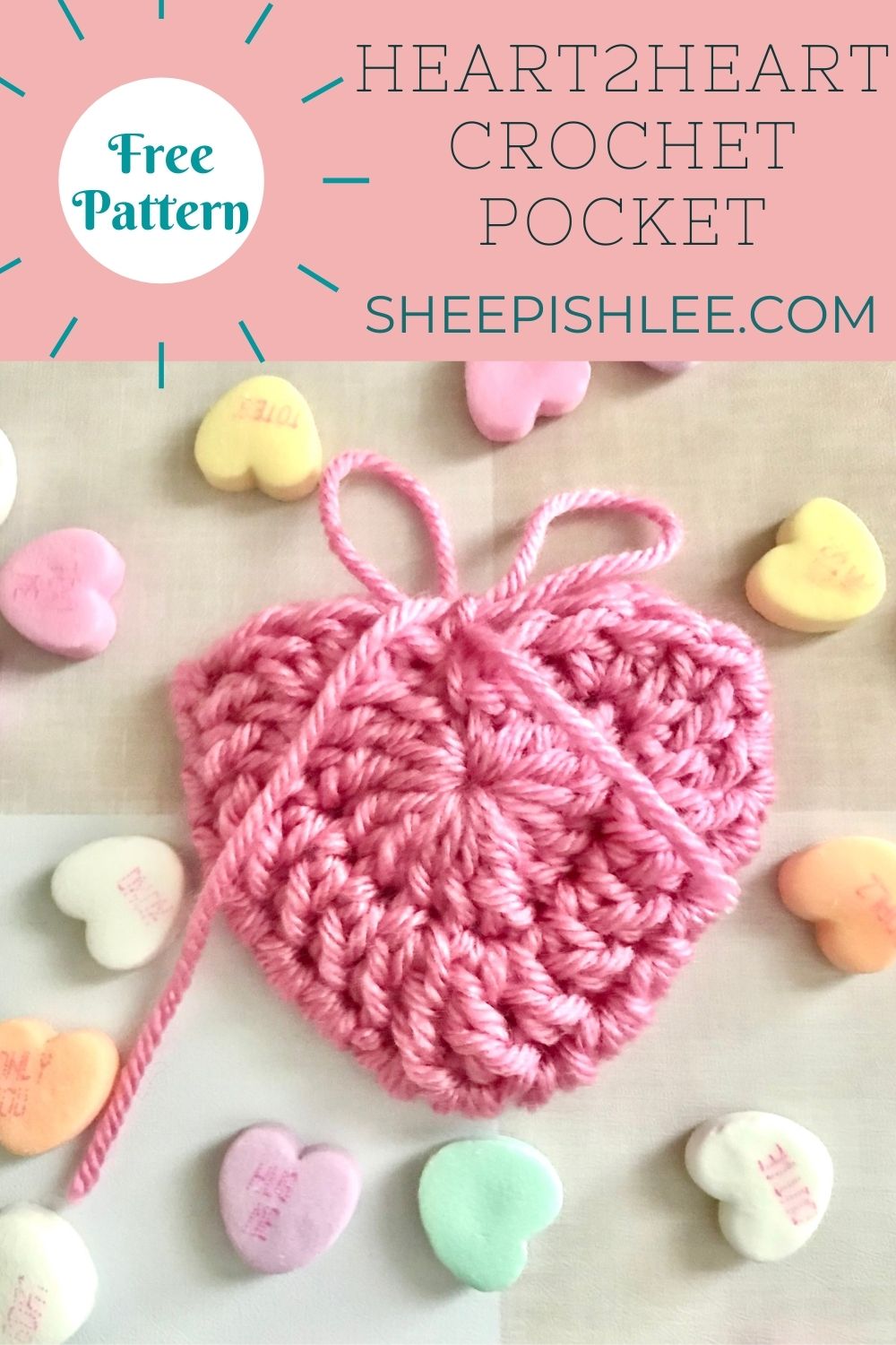 easy crochet heartheart2heart pocketfree patternsheepishlee