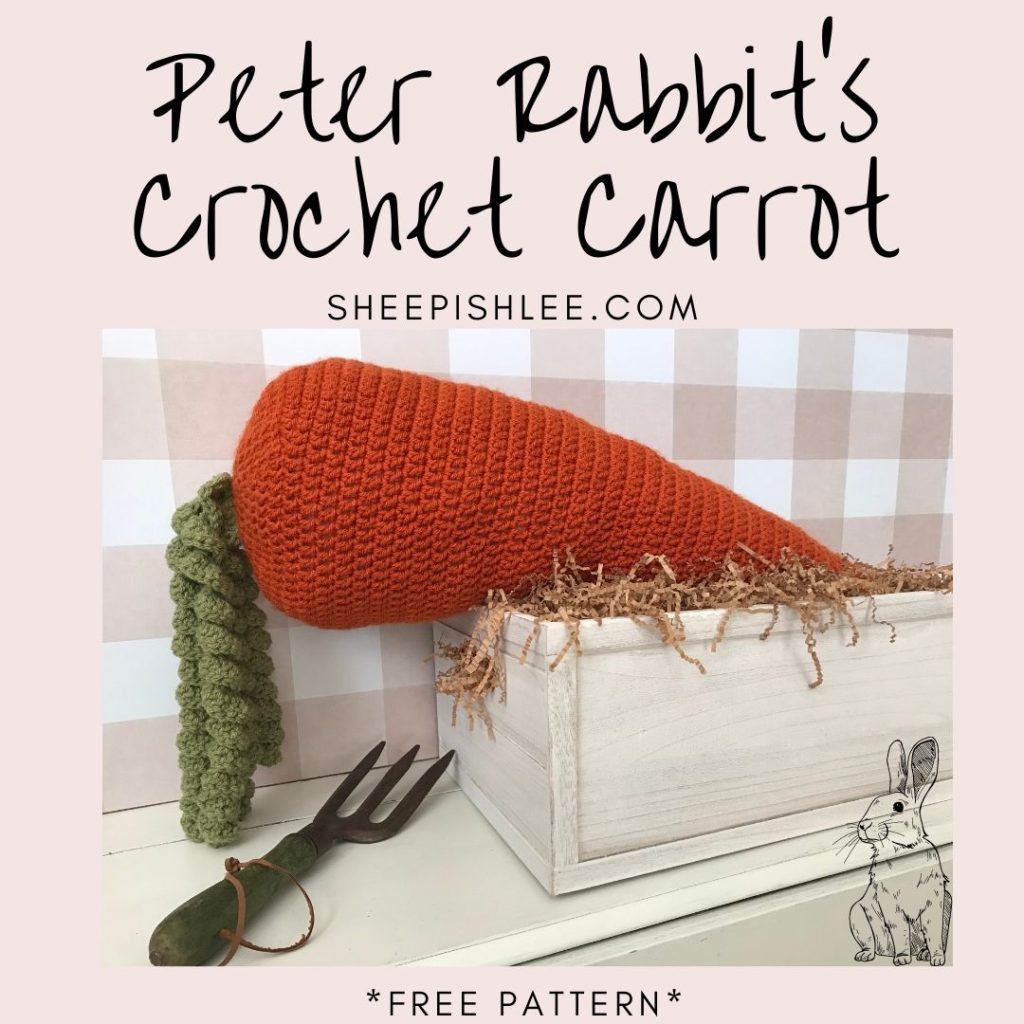 extra-large crochet carrot made in the round with double crochet stitches